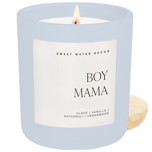 Boy Mama Soy Candle - Blue Matte Jar - 15 oz (Palo Santo Patchouli)