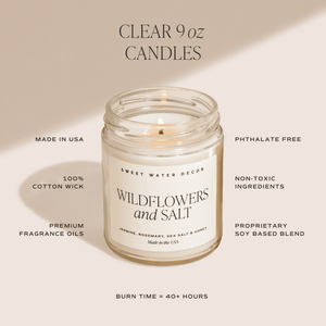 Cashmere and Vanilla Soy Candle - 9 oz Clear Jar