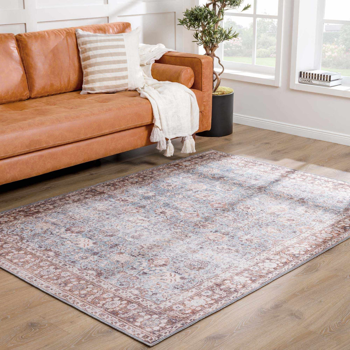 Dauis Blue Persian Style Washable Rug - Promo