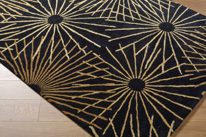 Clover Black Modern Wool Rug