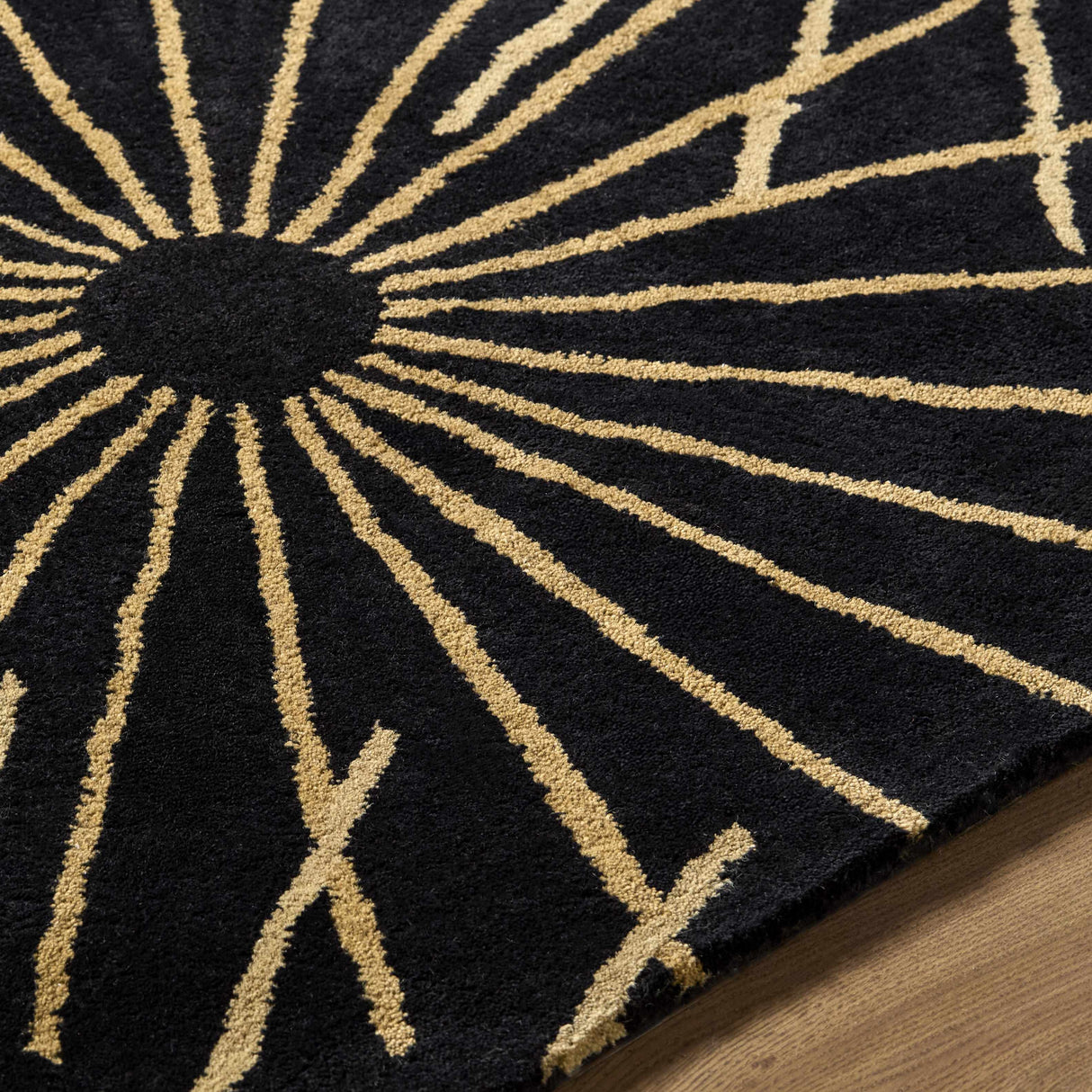 Clover Black Modern Wool Rug