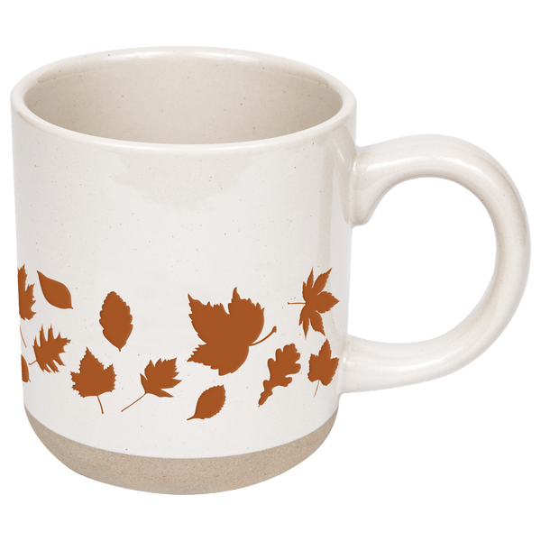 Orange Leaves 14oz. Cream Stoneware Coffee Mug