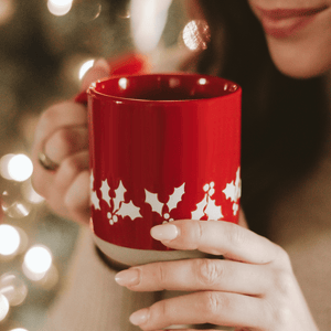 Holly 14oz Red Stoneware Coffee Mug