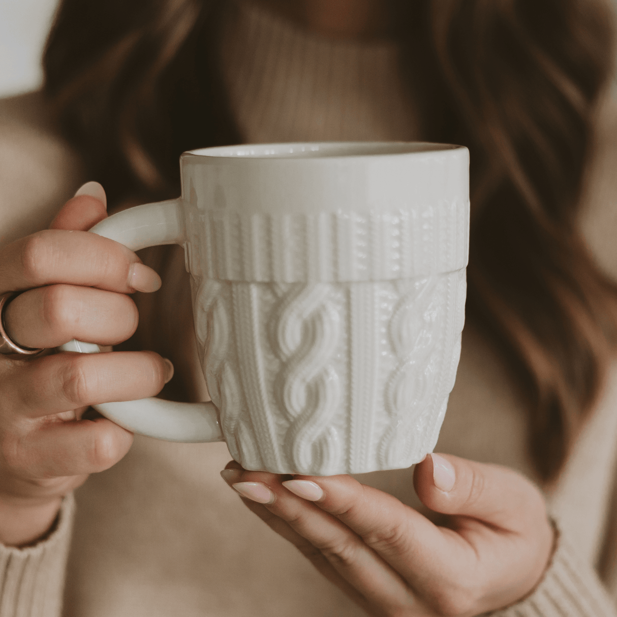 Cream Sweater 18oz. Figurine Coffee Mug