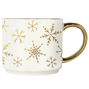 Gold Snowflakes 14oz Gold Handle Coffee Mug