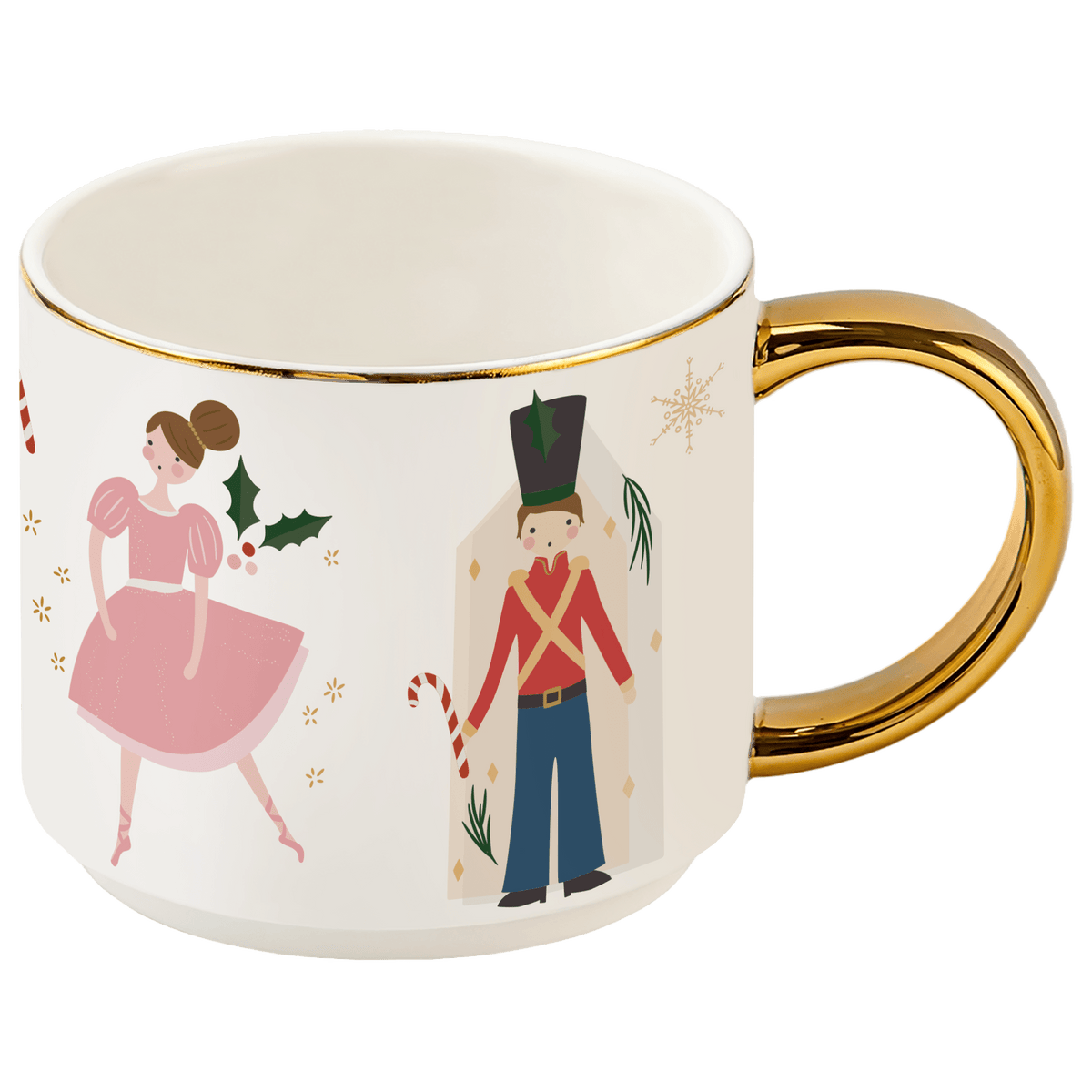 Sweet Water Decor Nutcracker 14 oz Gold Handle Coffee Mug