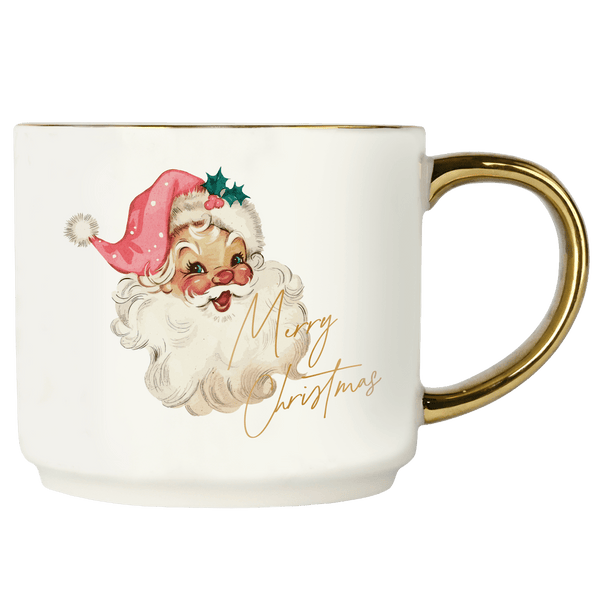 Vintage Santa 14oz Gold Handle Coffee Mug