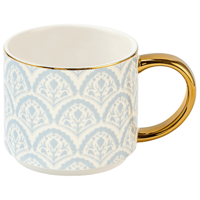 Sweet Water Decor Blue Fan Quilt 14 oz Coffee Mug