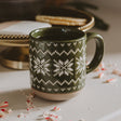 Sweet Water Decor Green Fair Isle Sweater 14 oz Stoneware Coffee Mug