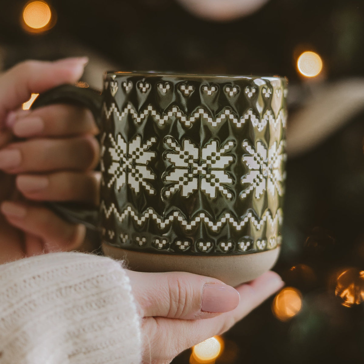 Sweet Water Decor Green Fair Isle Sweater 14 oz Stoneware Coffee Mug - view 3