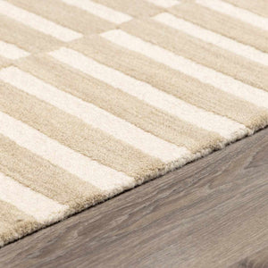 Idaho Broken-Striped Beige Area Rug