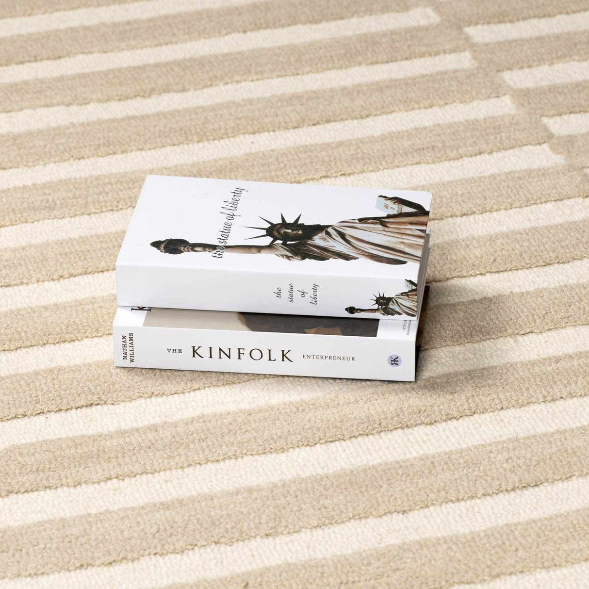 Idaho Broken-Striped Beige Area Rug