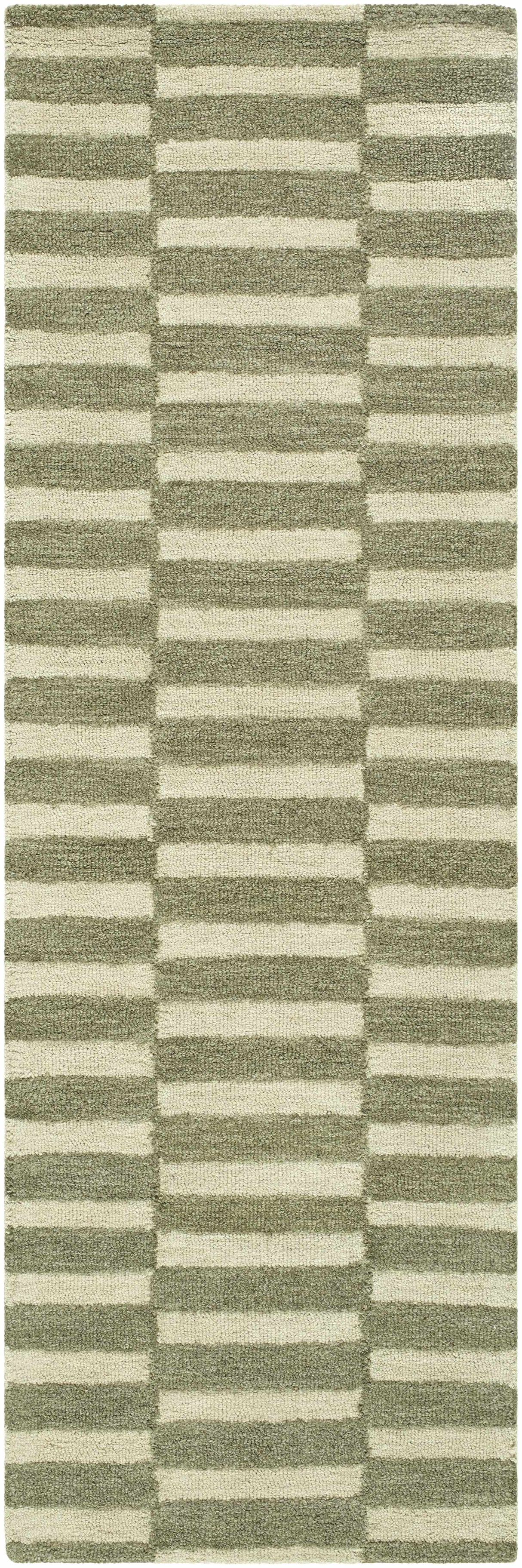 Idaho Broken-Striped Green Area Rug