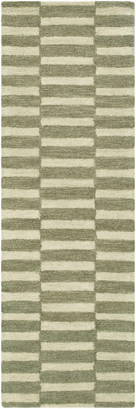 Idaho Broken-Striped Green Area Rug