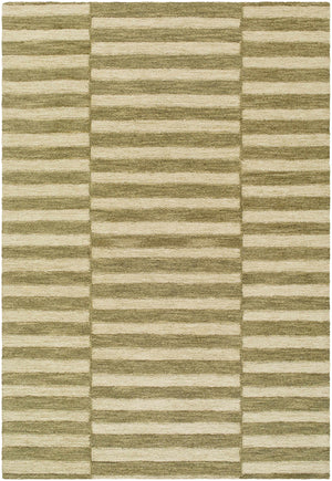 Idaho Broken-Striped Green Area Rug