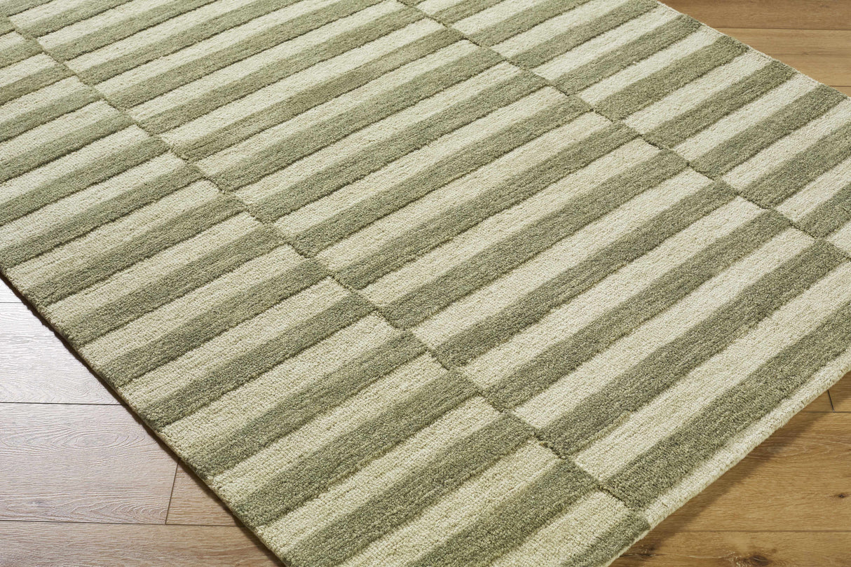 Idaho Broken-Striped Green Area Rug