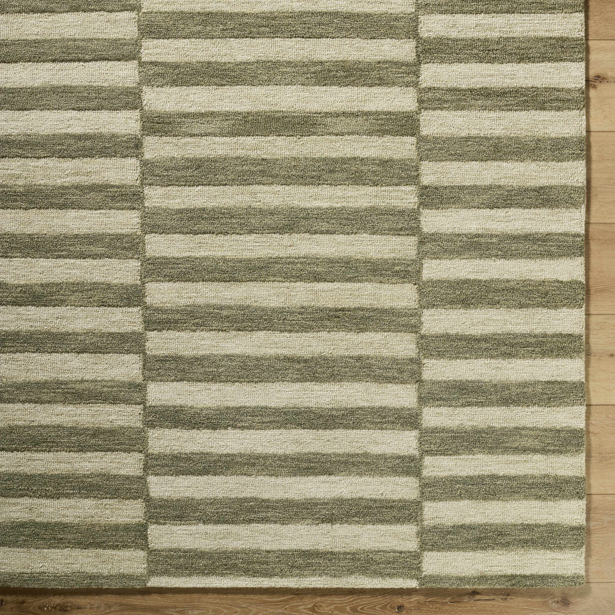 Idaho Broken-Striped Green Area Rug
