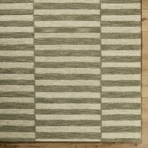 Idaho Broken-Striped Green Area Rug
