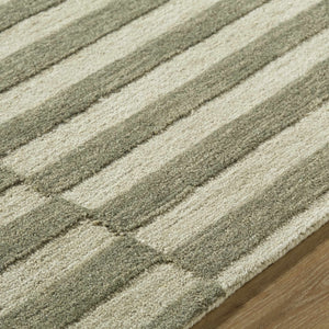 Idaho Broken-Striped Green Area Rug