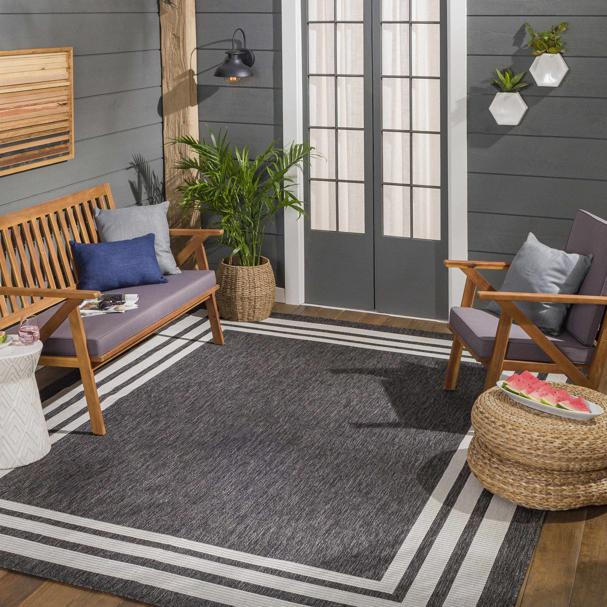 Coonamble Bordered Antrasit Rug
