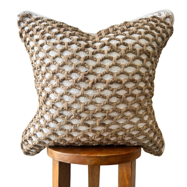Tuban Pillow Cover 18x18 in Cotton and Jute by Busa Designs