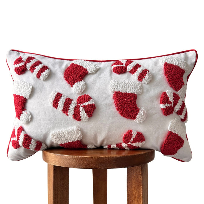 Busa Designs Candy Cane & Santa Hat Lumbar Pillow Cover
