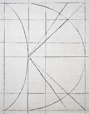 Modern Scandi High Pile Black/Ivory Architect V Area Rug