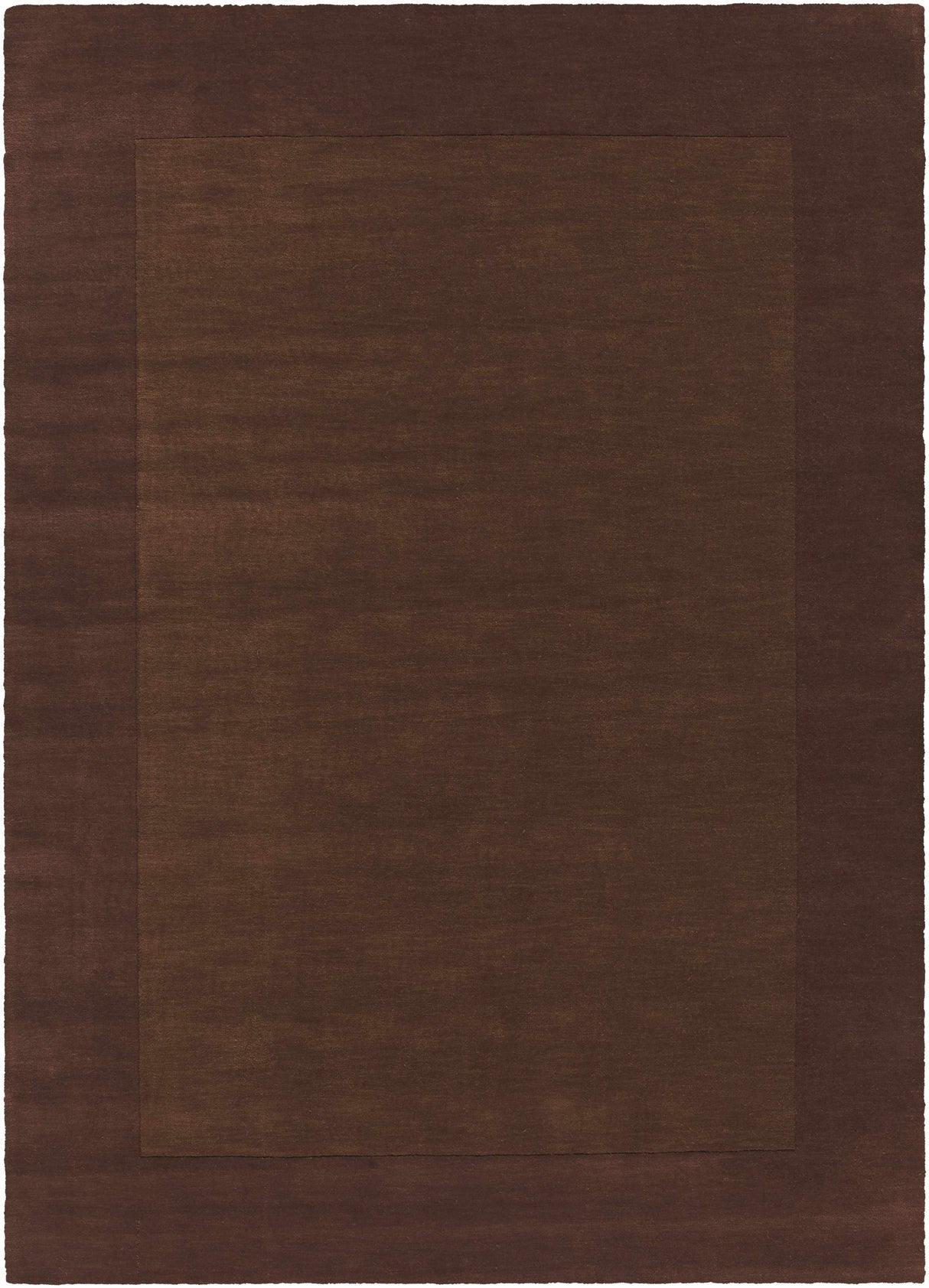Bordered Solid Brown Wool Rug