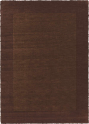 Bordered Solid Brown Wool Rug