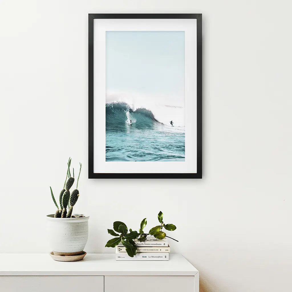 Surfing Wall Art Print. Surfers on Blue Waves