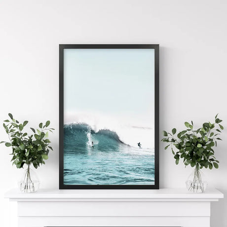 Surfing Wall Art Print. Surfers on Blue Waves