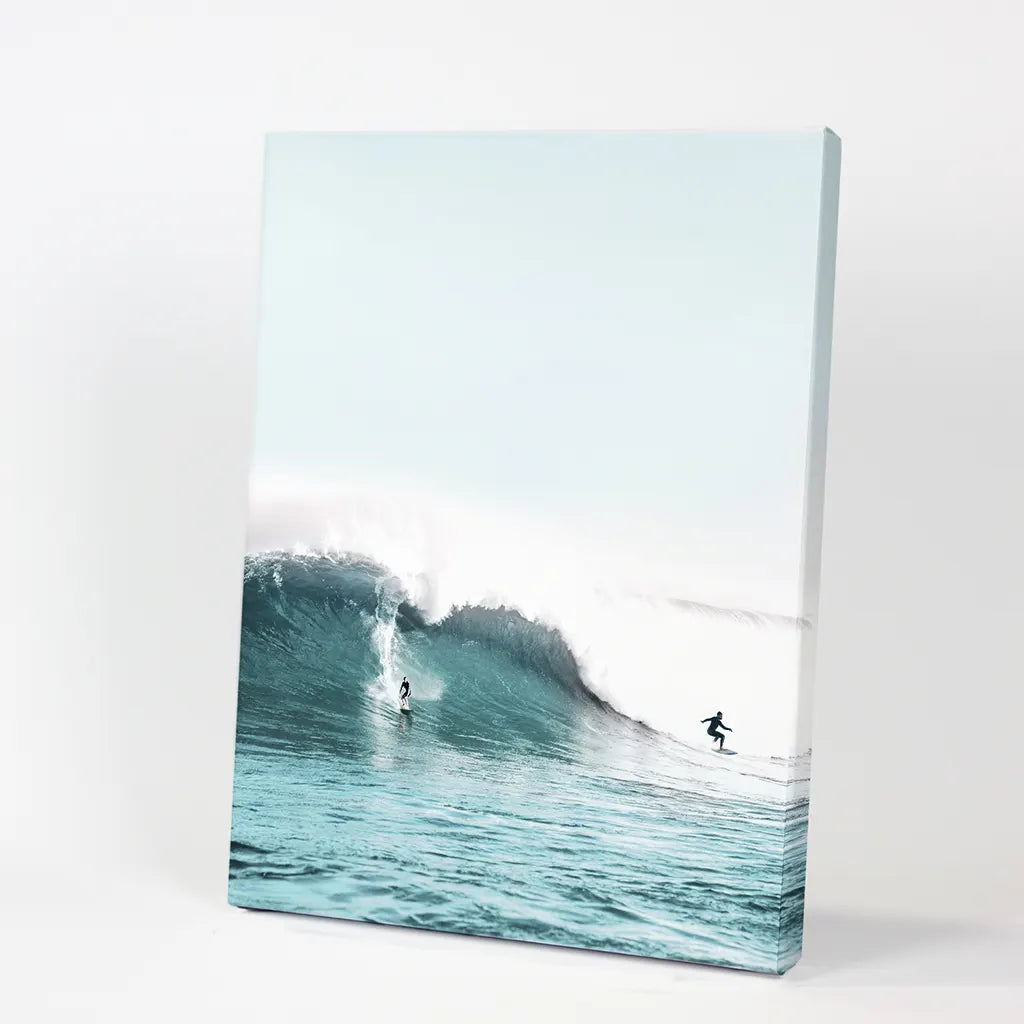 Surfing Wall Art Print. Surfers on Blue Waves
