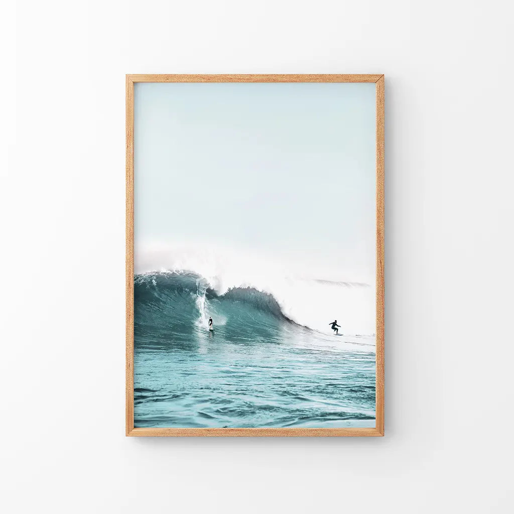 Surfing Wall Art Print. Surfers on Blue Waves