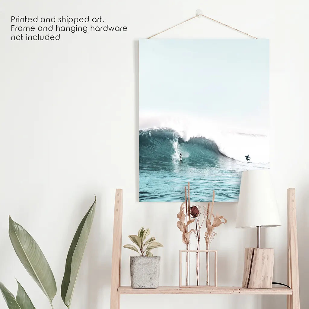 Surfing Wall Art Print. Surfers on Blue Waves