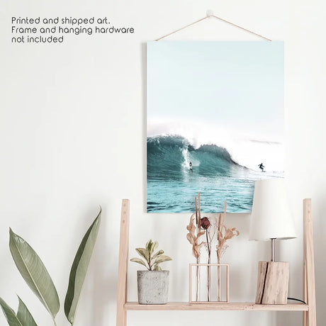 Surfing Wall Art Print. Surfers on Blue Waves