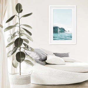 Surfing Wall Art Print. Surfers on Blue Waves
