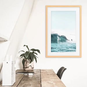 Surfing Wall Art Print. Surfers on Blue Waves