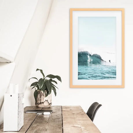 Surfing Wall Art Print. Surfers on Blue Waves