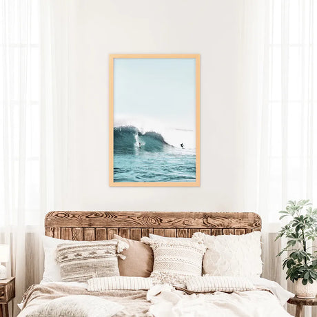 Surfing Wall Art Print. Surfers on Blue Waves