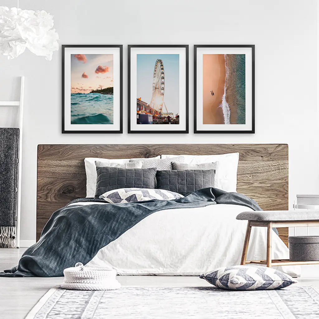 California Travel Wall Art Prints. Ferris Wheel, Ocean Sunset