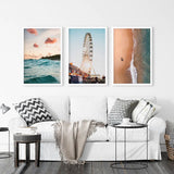 California Travel Wall Art Prints. Ferris Wheel, Ocean Sunset
