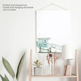 California Coastal Life Themed Print. Blue Lifeguard Hut