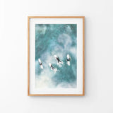 California Surfers Wall Art Print. Aerial Blue Ocean Waves