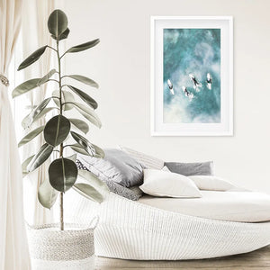 California Surfers Wall Art Print. Aerial Blue Ocean Waves