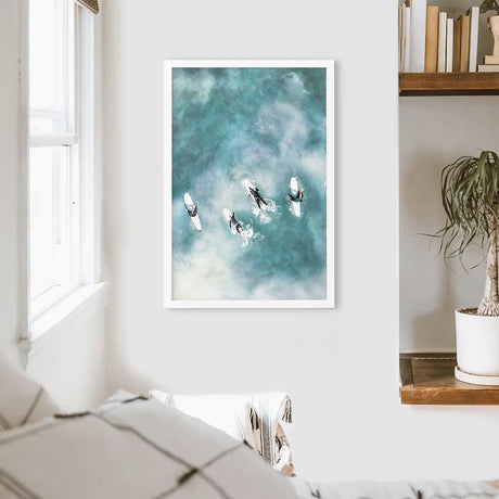 California Surfers Wall Art Print. Aerial Blue Ocean Waves