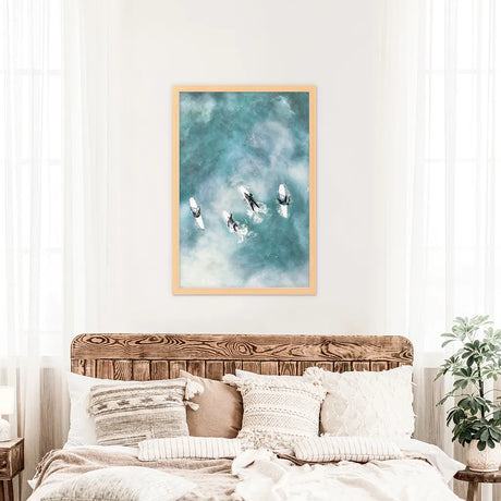 California Surfers Wall Art Print. Aerial Blue Ocean Waves