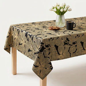 Cambridge Floral Jacquard Tablecloth – Black