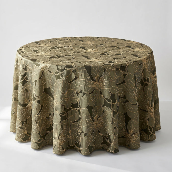 Cambridge Floral Jacquard Tablecloth – Black