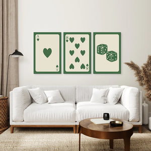 Set of 3 Piece Vintage Green Beige Cards