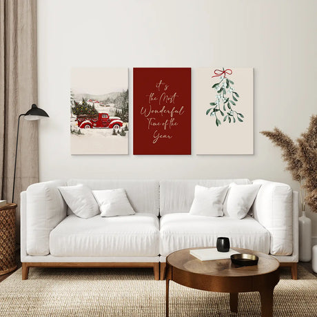 Winter Holiday Landscape Set Of 3 Wall Art